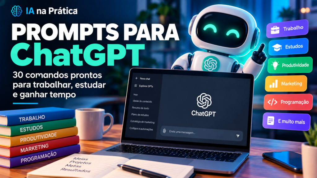 Prompts para ChatGPT: 30 comandos prontos para trabalhar, estudar e ganhar tempo